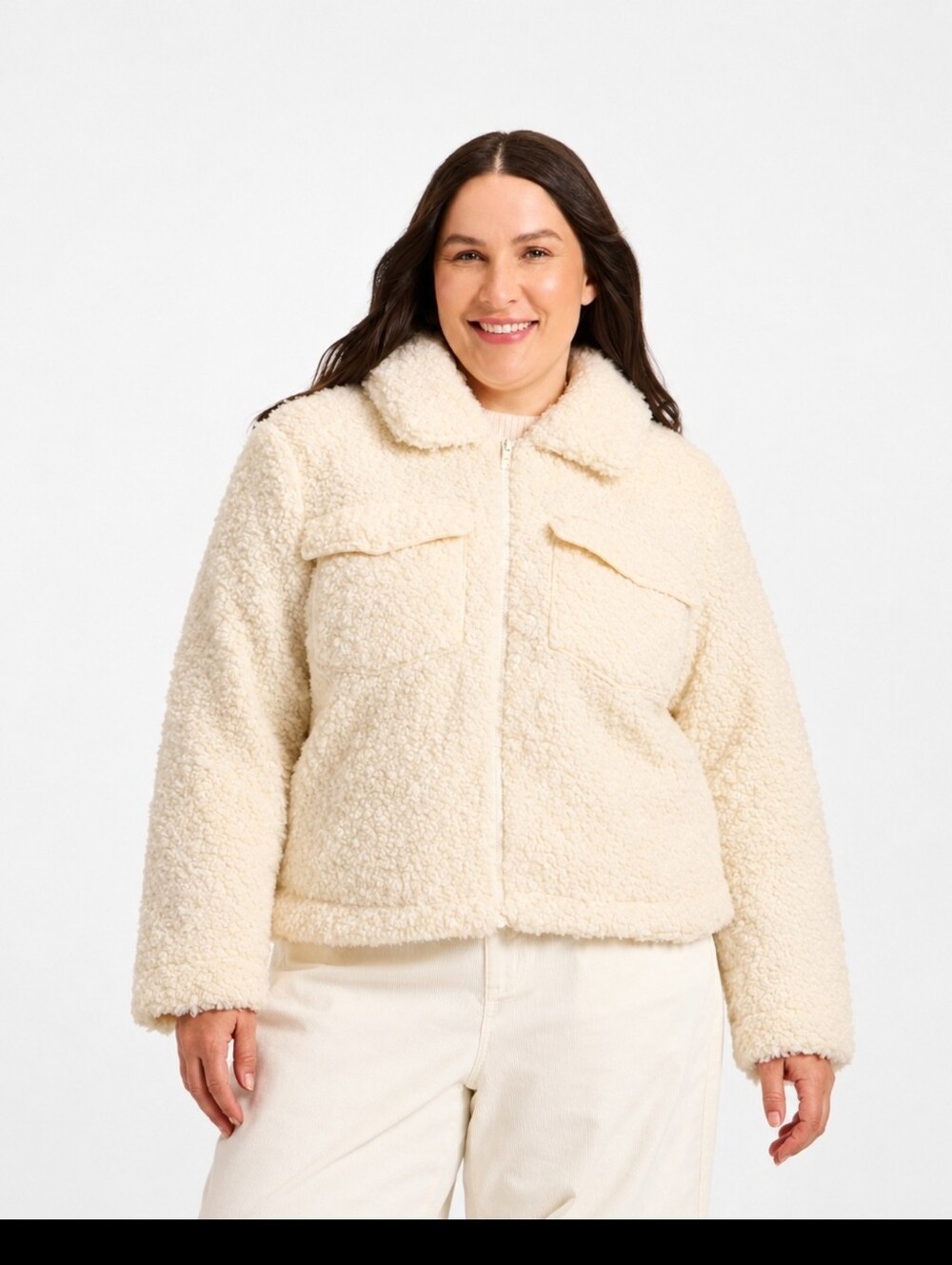 Universal Thread Women's Cozy Faux Shearling Jacket  Cream Size XXL
